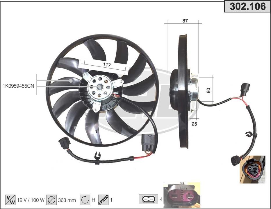 AHE 302.106 Fan, radiator 302106