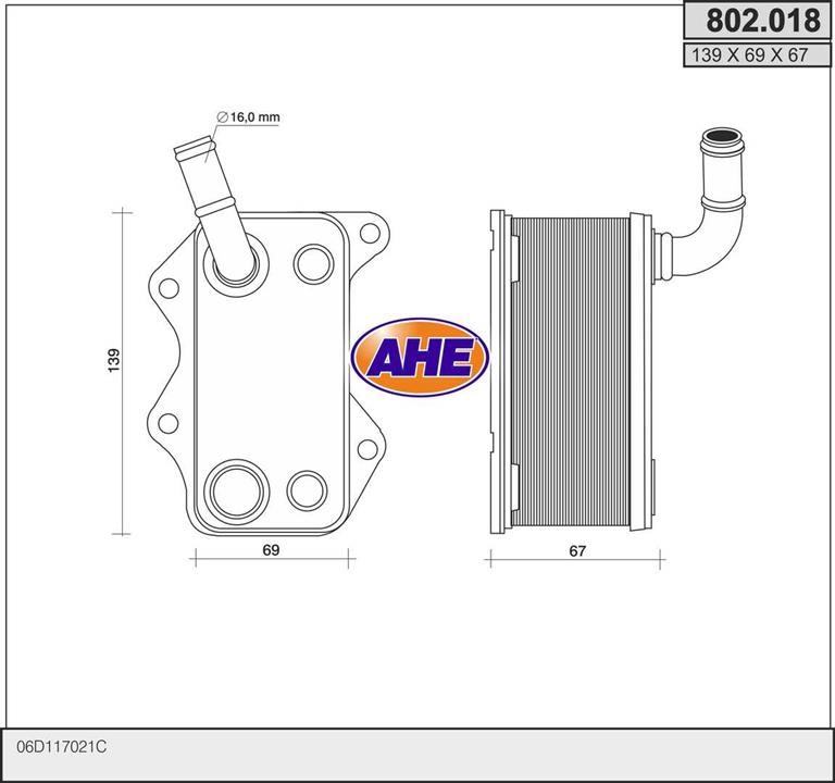 AHE 802.018 Oil Cooler, engine oil 802018