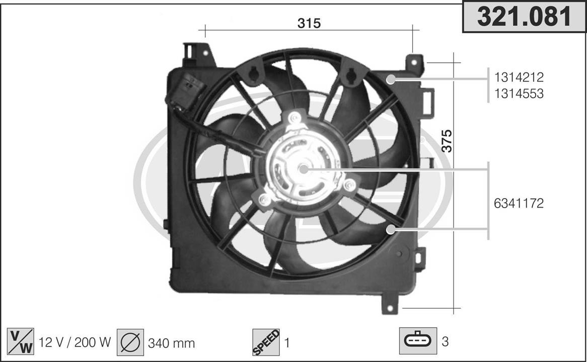 AHE 321.081 Fan, radiator 321081