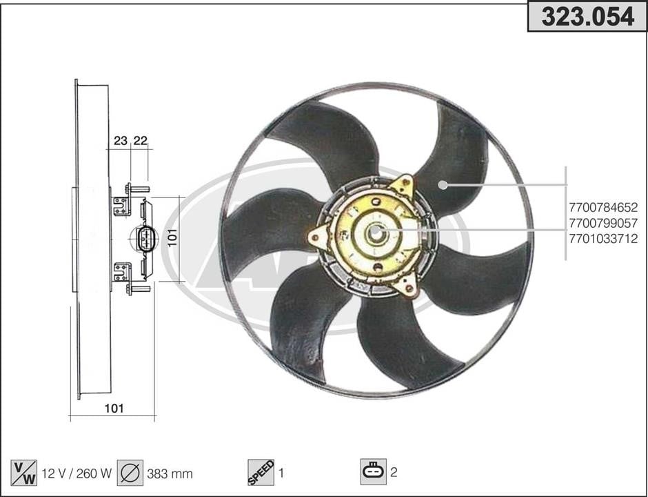 AHE 323.054 Fan, radiator 323054