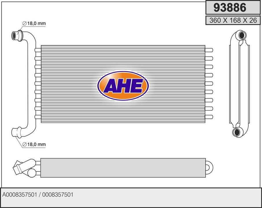 AHE 93886 Heat Exchanger, interior heating 93886