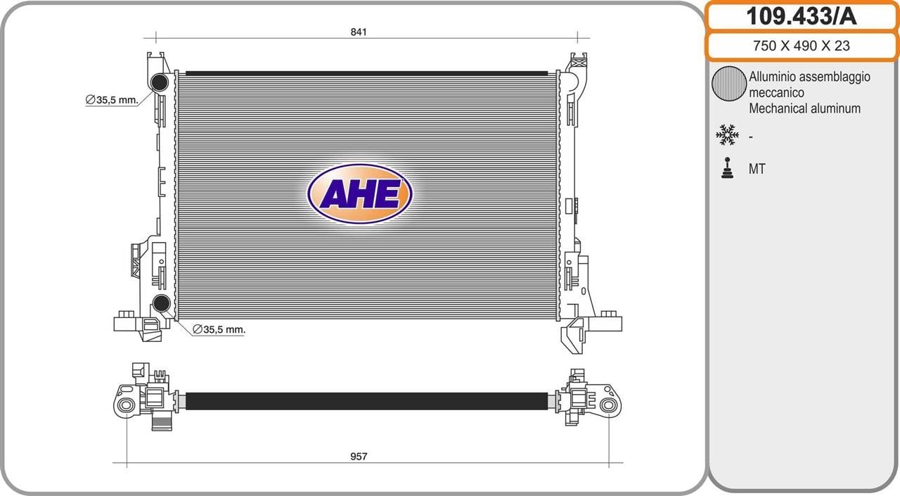 AHE 109.433/A Radiator, engine cooling 109433A
