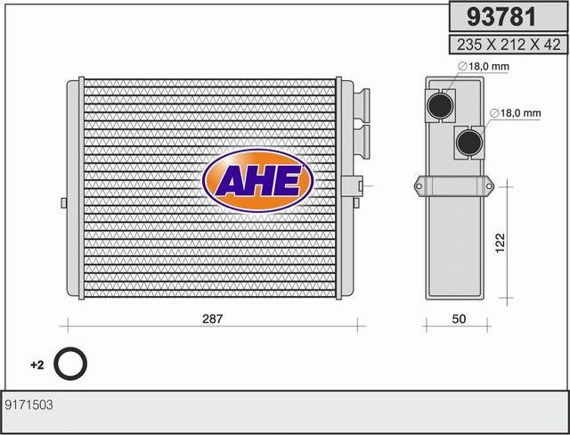 AHE 93781 Heat exchanger, interior heating 93781