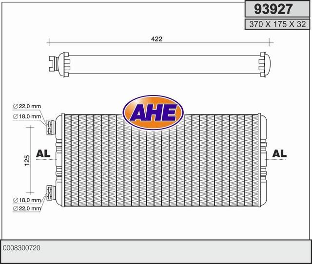 AHE 93927 Heat exchanger, interior heating 93927