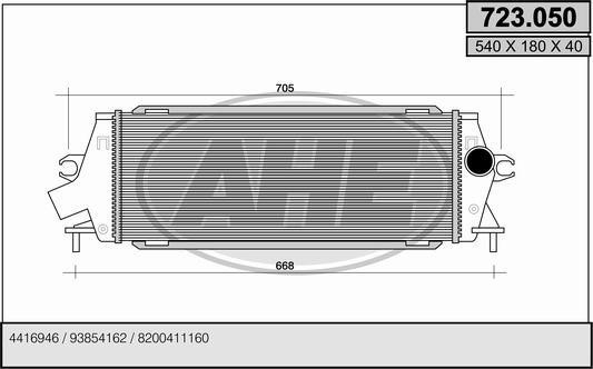 AHE 723050 Intercooler, charger 723050