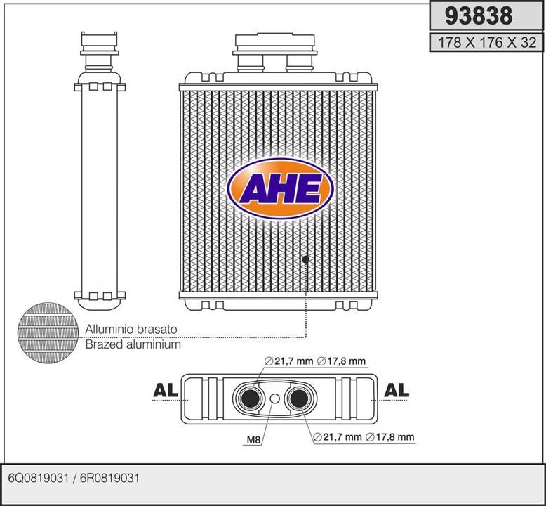 AHE 93838 Heat exchanger, interior heating 93838
