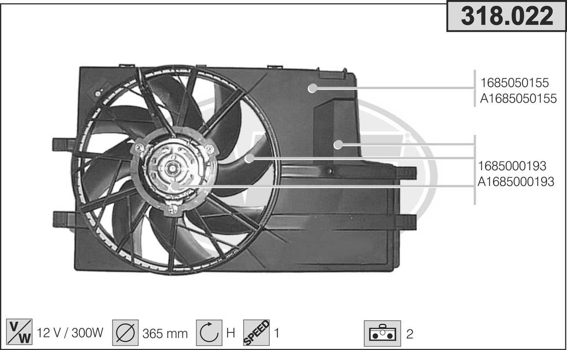 AHE 318.022 Fan, radiator 318022