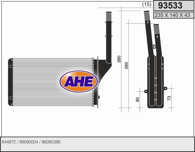 AHE 93533 Heat exchanger, interior heating 93533