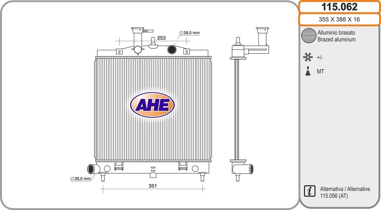 AHE 115.062 Radiator, engine cooling 115062