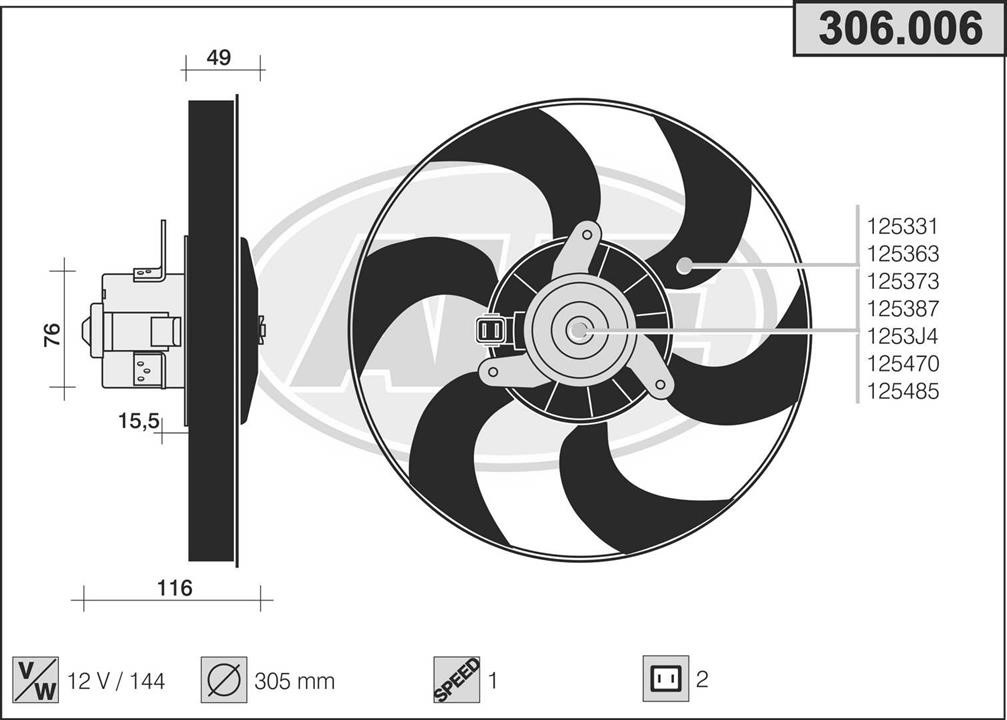 AHE 306.006 Fan, radiator 306006