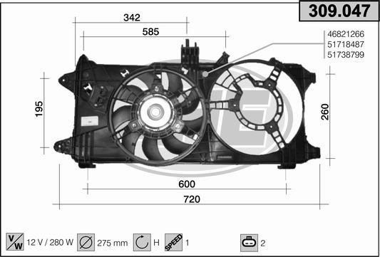 AHE 309.047 Fan, radiator 309047