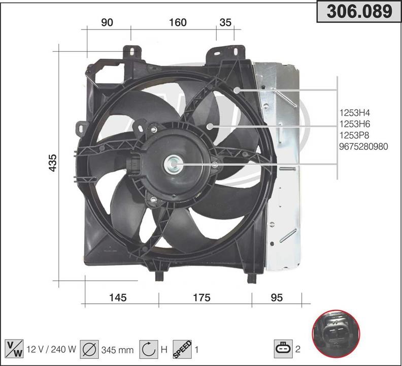 AHE 306.089 Fan, radiator 306089