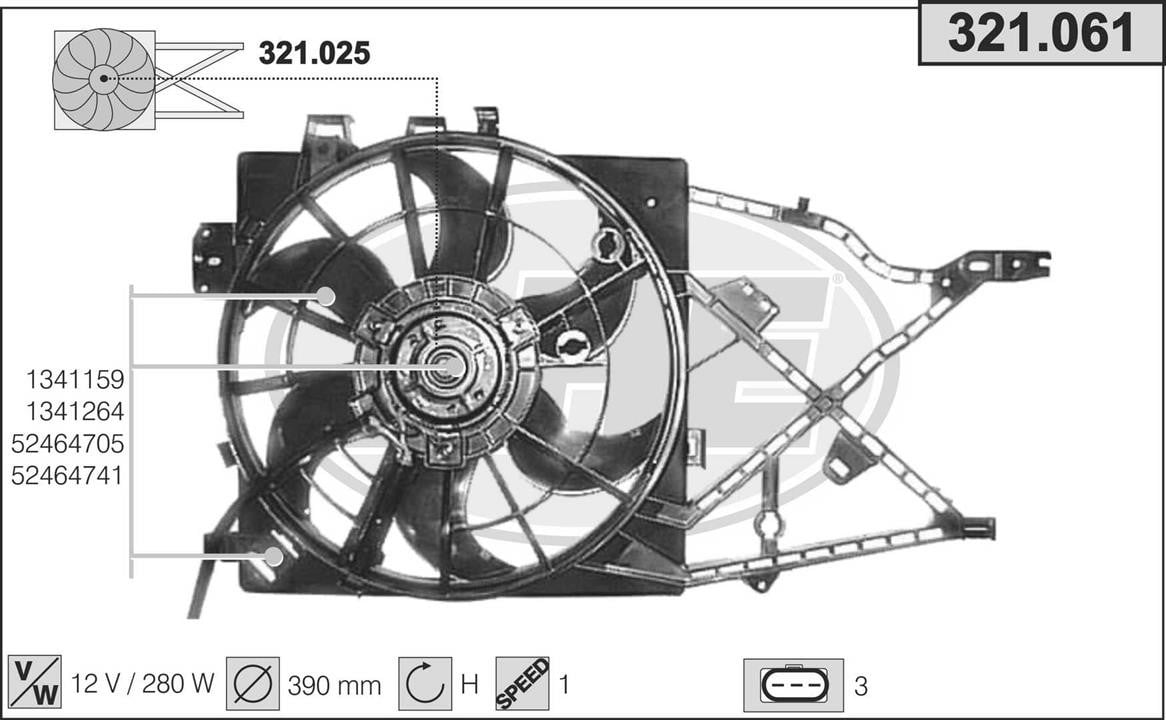 AHE 321.061 Fan, radiator 321061