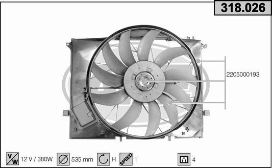 AHE 318.026 Fan, radiator 318026