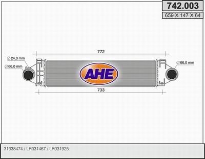AHE 742003 Intercooler, charger 742003