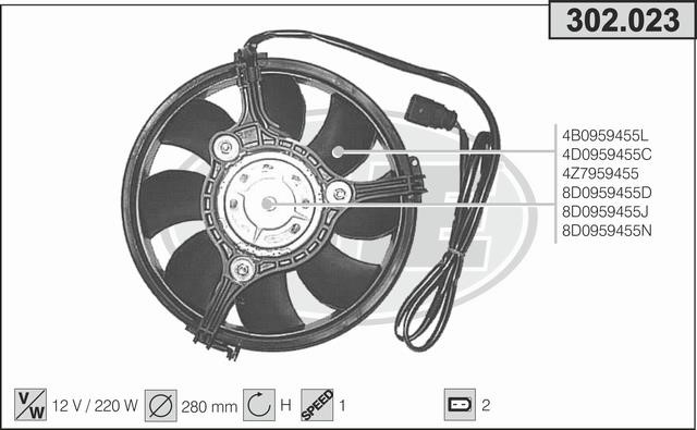 AHE 302.023 Fan, radiator 302023