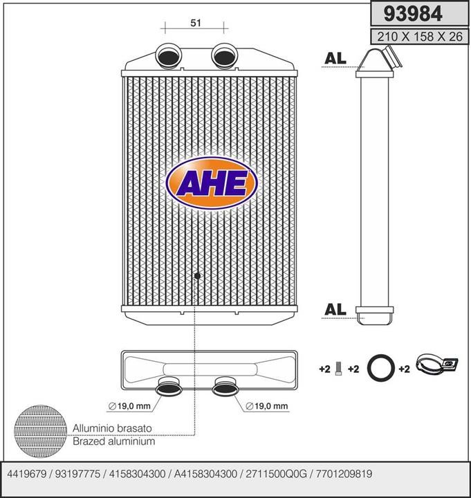 AHE 93984 Heat Exchanger, interior heating 93984