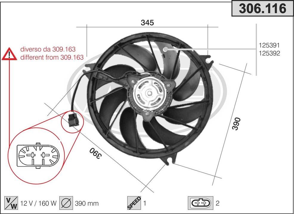 AHE 306.116 Fan, radiator 306116