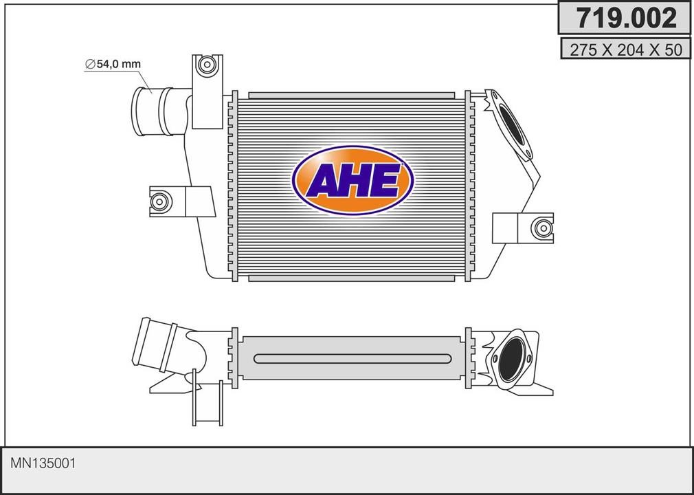 AHE 719.002 Intercooler, charger 719002