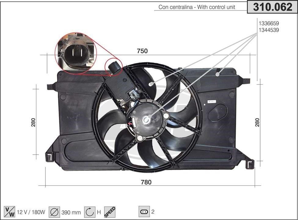 AHE 310.062 Fan, radiator 310062