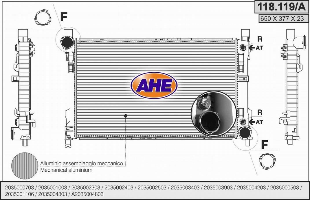 AHE 118.119/A Radiator, engine cooling 118119A