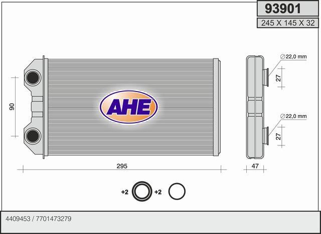AHE 93901 Heat exchanger, interior heating 93901
