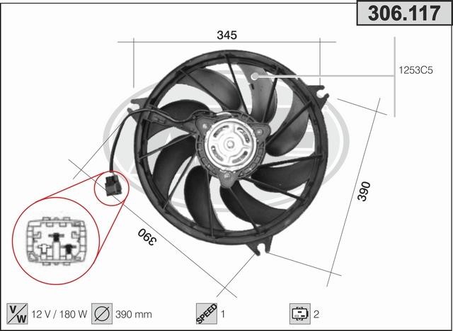AHE 306.117 Fan, radiator 306117