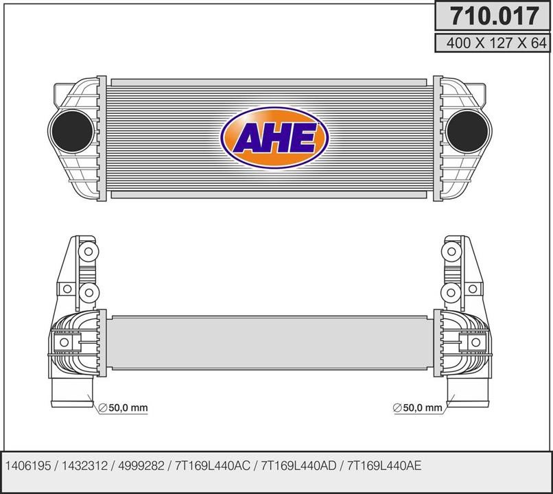 AHE 710.017 Intercooler, charger 710017