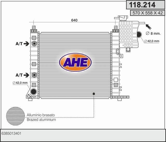 AHE 118214 Radiator, engine cooling 118214