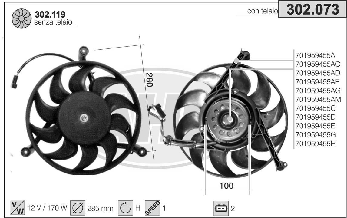 AHE 302.073 Fan, radiator 302073