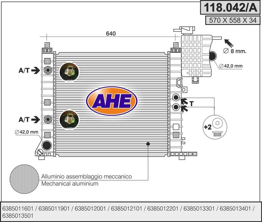 AHE 118.042/A Radiator, engine cooling 118042A