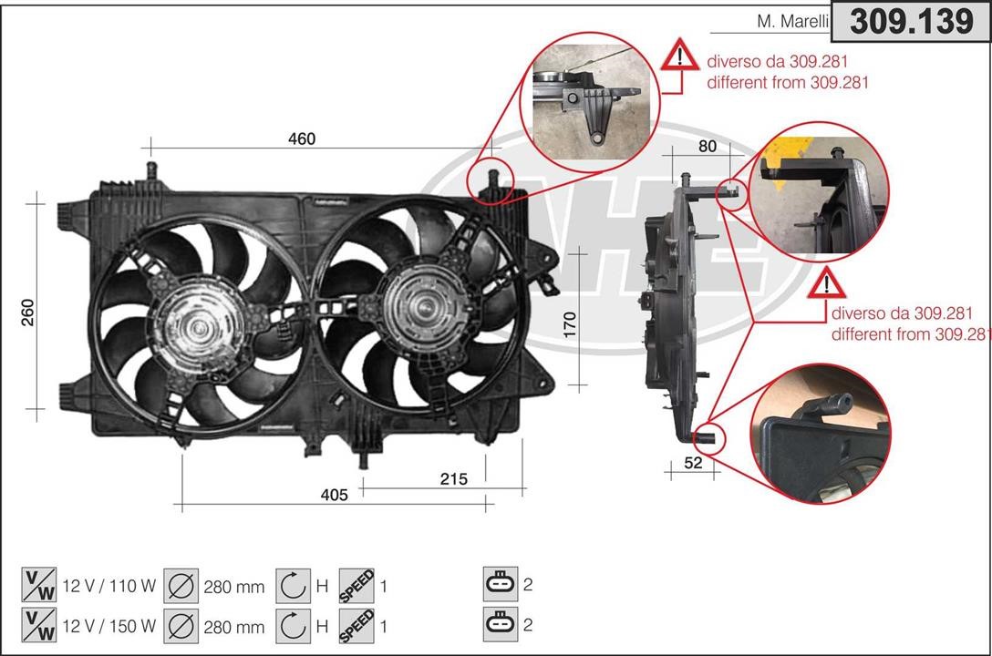 AHE 309.139 Fan, radiator 309139