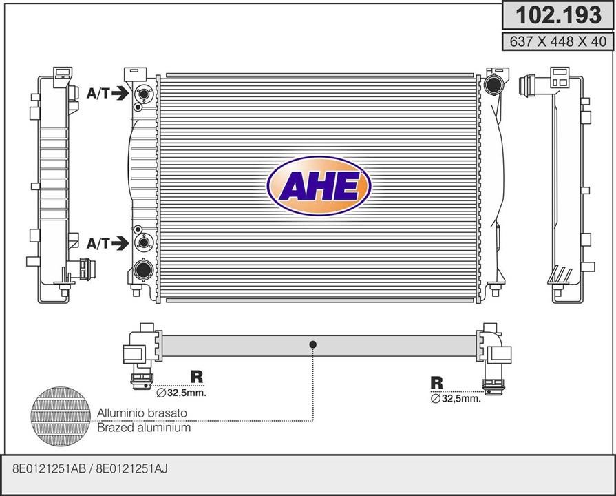 AHE 102.193 Radiator, engine cooling 102193