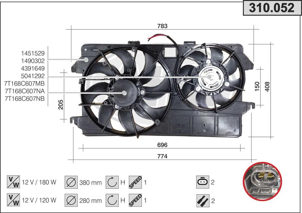 AHE 310.052 Fan, radiator 310052