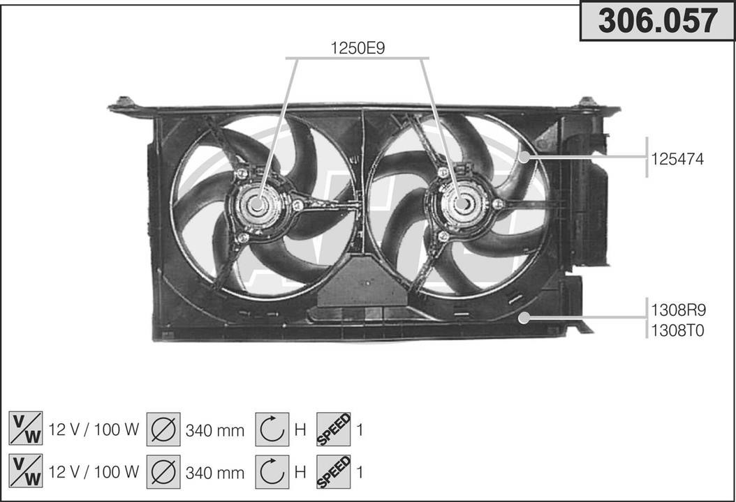 AHE 306.057 Fan, radiator 306057