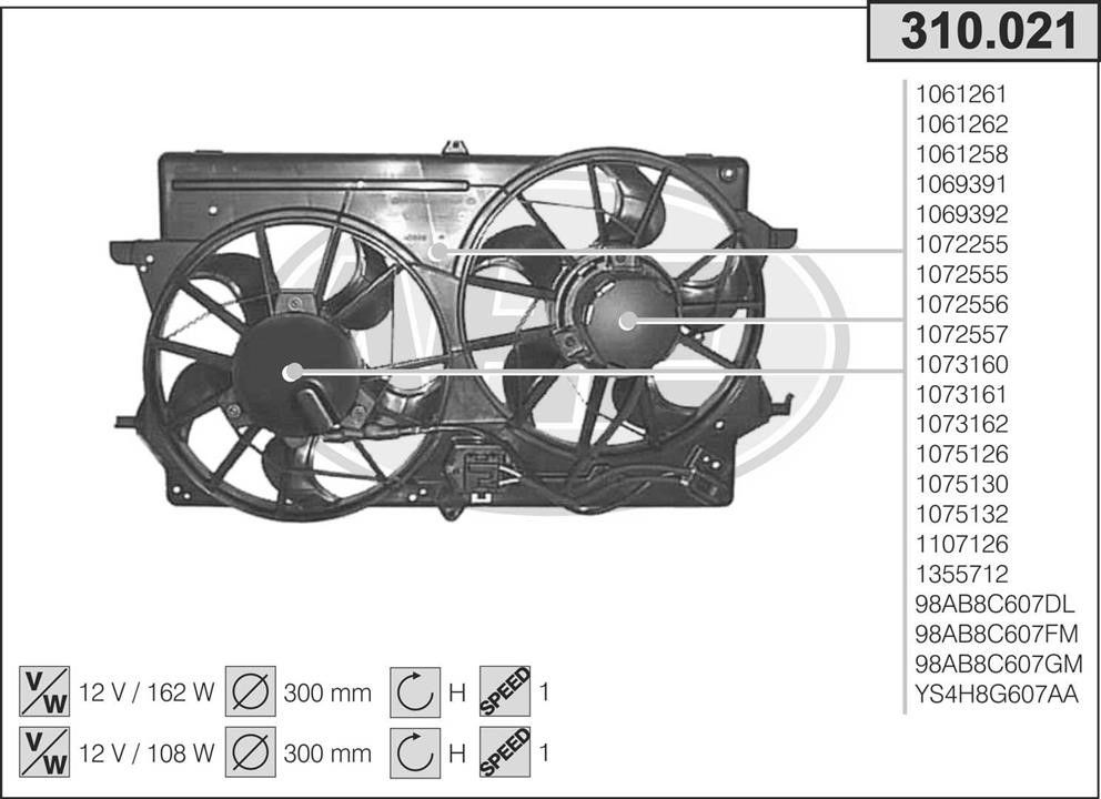 AHE 310.021 Fan, radiator 310021