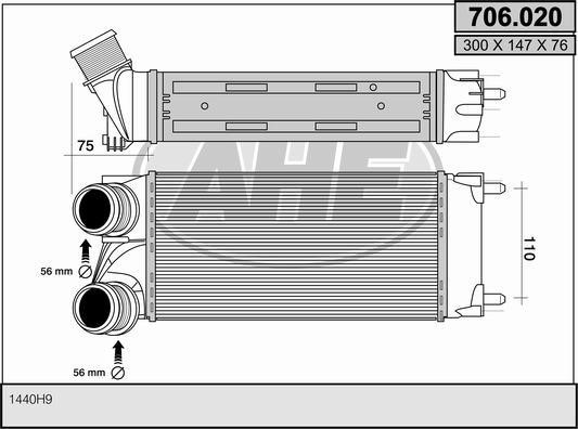 AHE 706.020 Intercooler, charger 706020