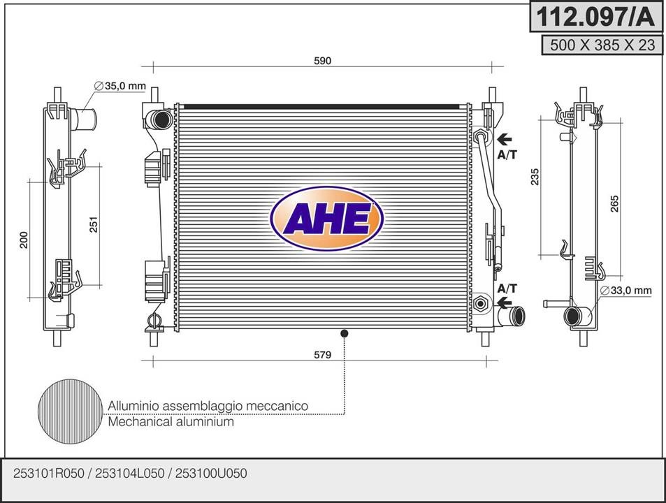 AHE 112.097/A Radiator, engine cooling 112097A
