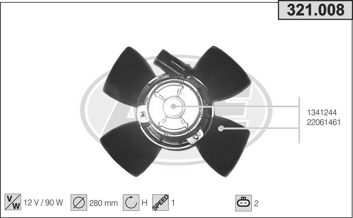 AHE 321.008 Fan, radiator 321008