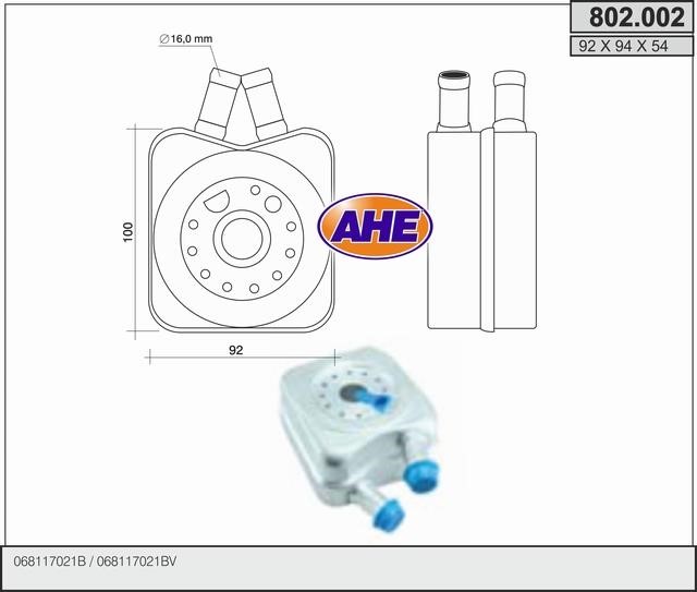 AHE 802.002 Oil Cooler, engine oil 802002