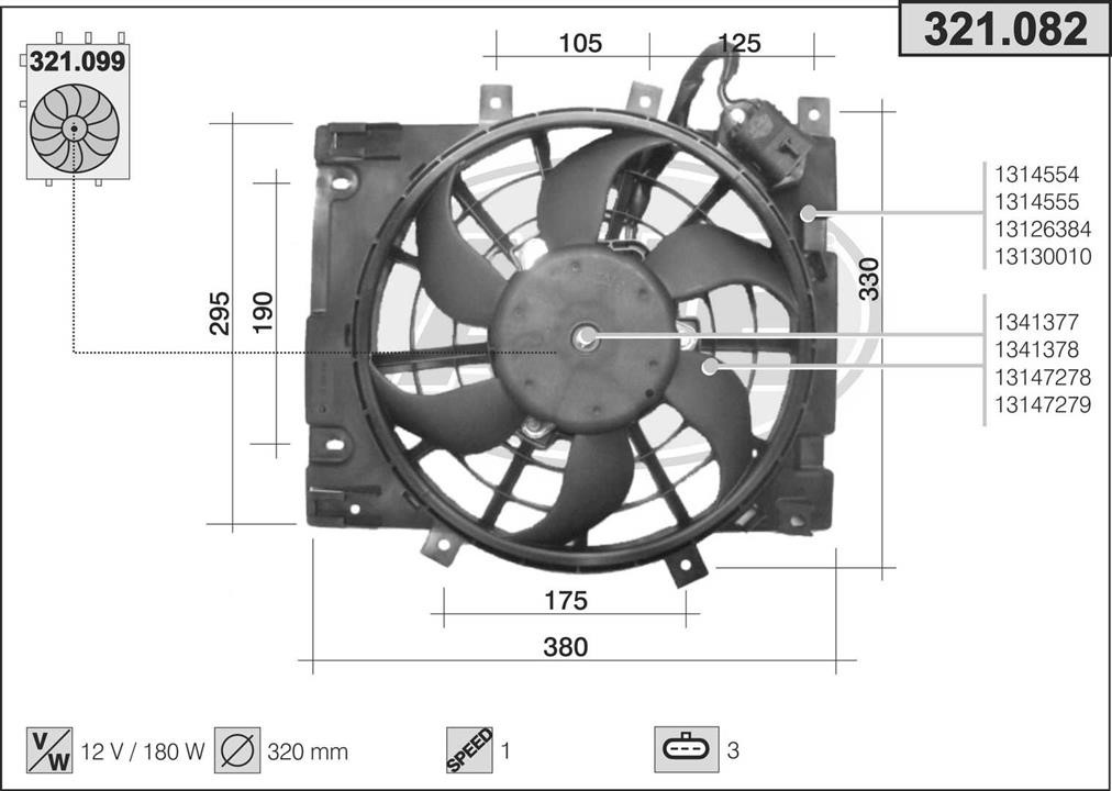 AHE 321.082 Fan, radiator 321082