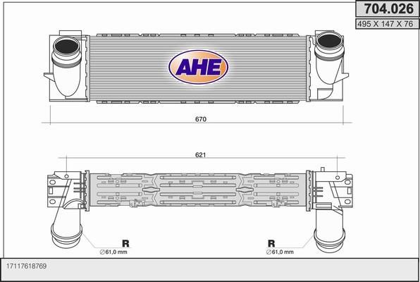 AHE 704.026 Intercooler, charger 704026
