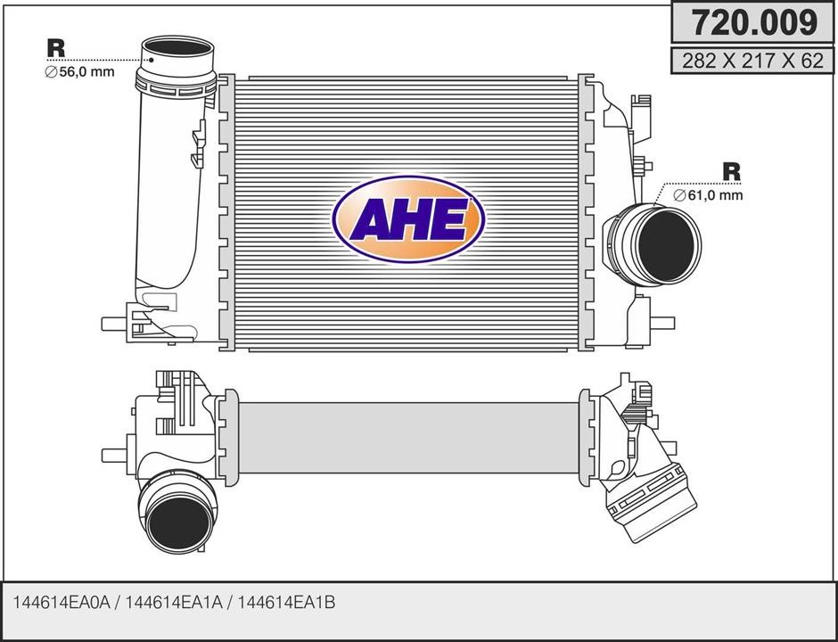 AHE 720.009 Intercooler, charger 720009