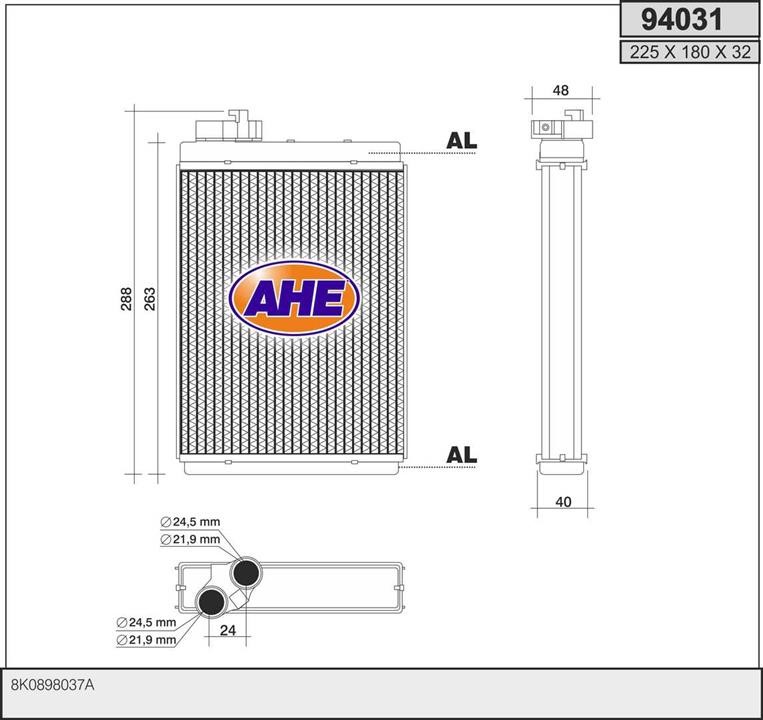 AHE 94031 Heat Exchanger, interior heating 94031