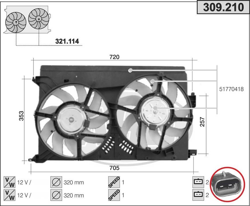 AHE 309.210 Fan, radiator 309210