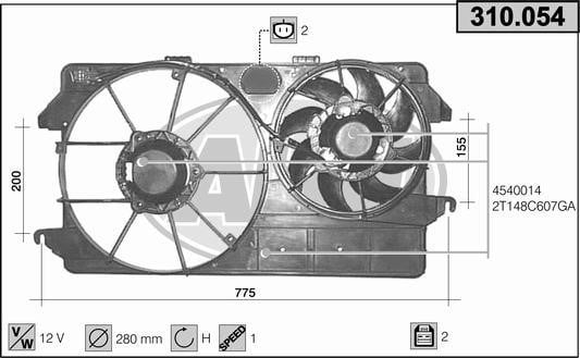 AHE 310.054 Fan, radiator 310054