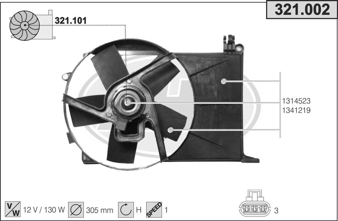 AHE 321.002 Fan, radiator 321002