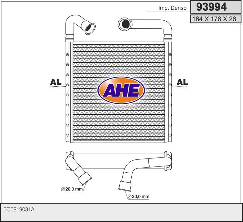 AHE 93994 Heat Exchanger, interior heating 93994