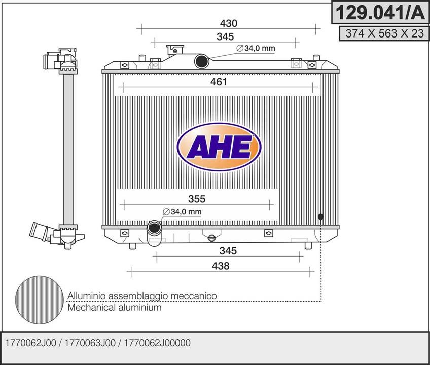 AHE 129.041/A Radiator, engine cooling 129041A