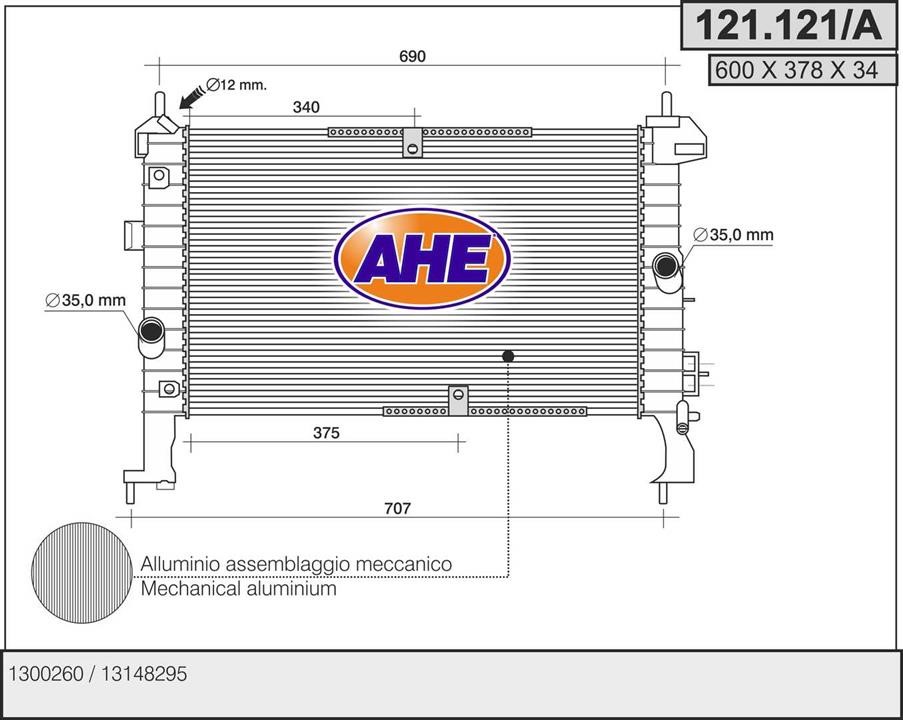 AHE 121.121/A Radiator, engine cooling 121121A